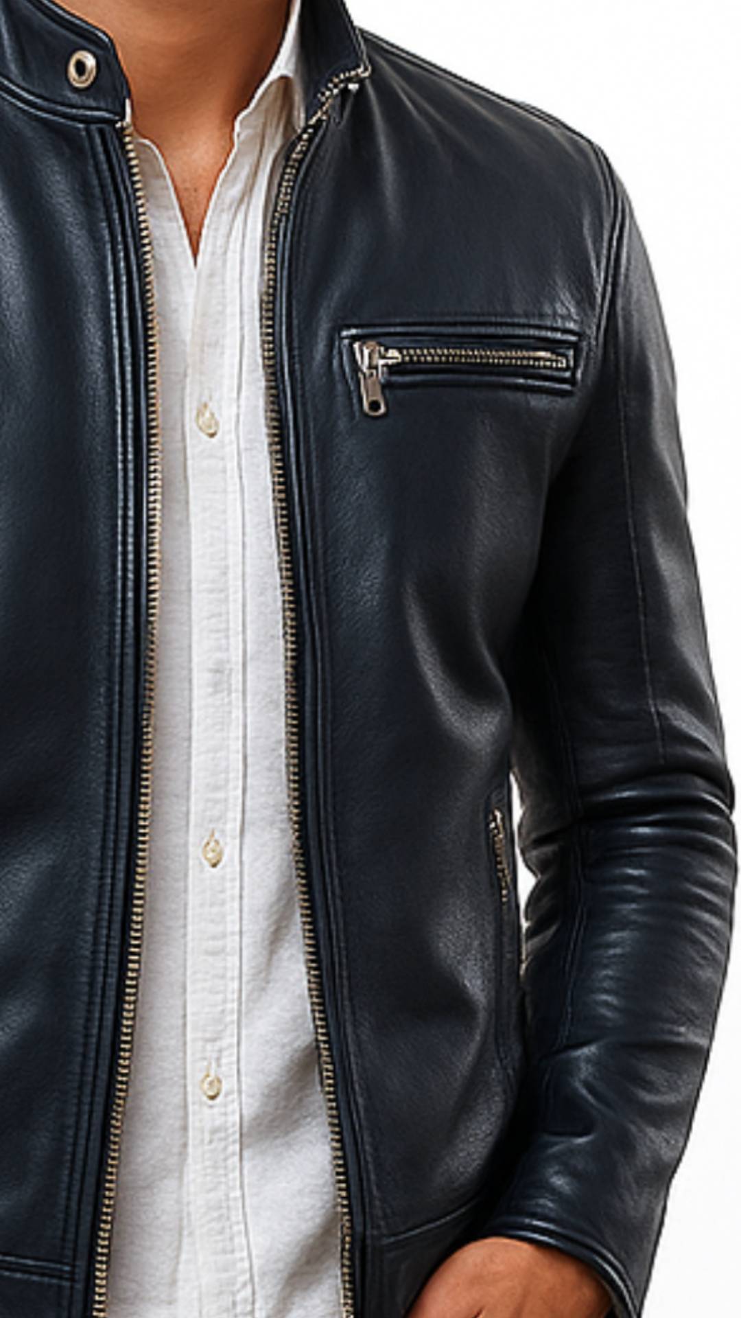 Reggie Black Leather Jacket - Men Leather Jacket Black