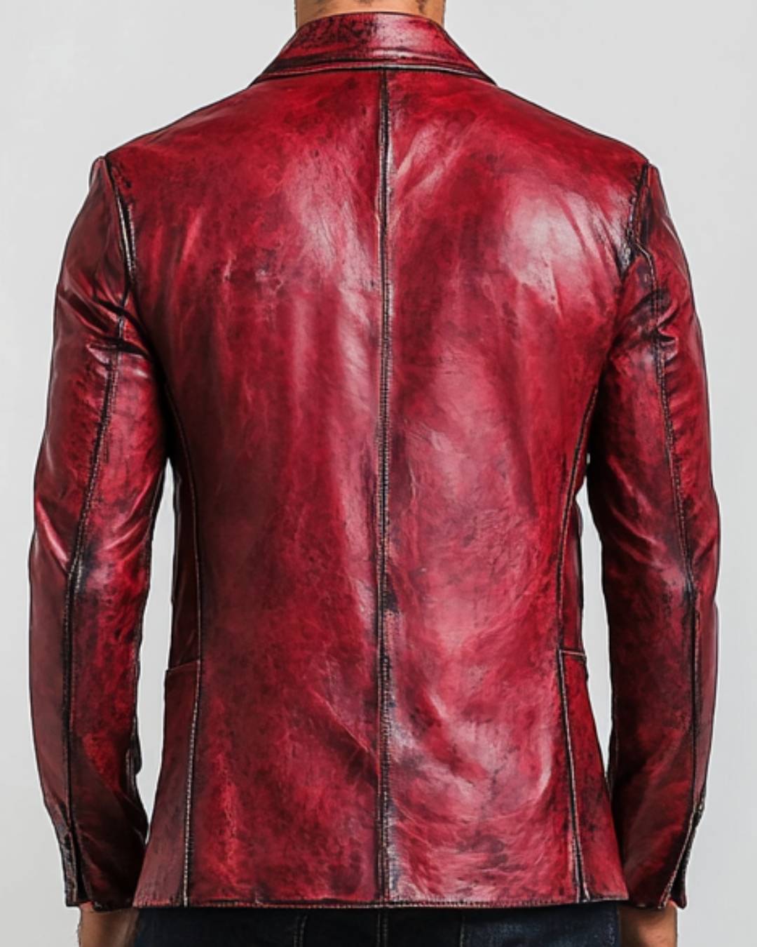 Rory Red Leather Blazer - Leather Blazer for Men Red