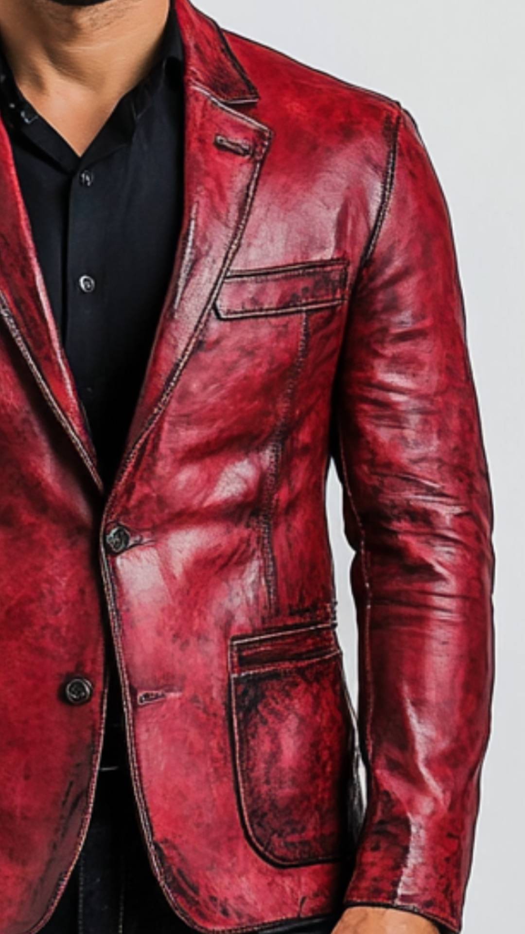 Rory Red Leather Blazer - Leather Blazer for Men Red