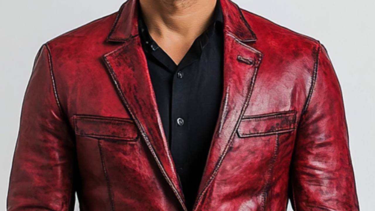Rory Red Leather Blazer - Leather Blazer for Men Red