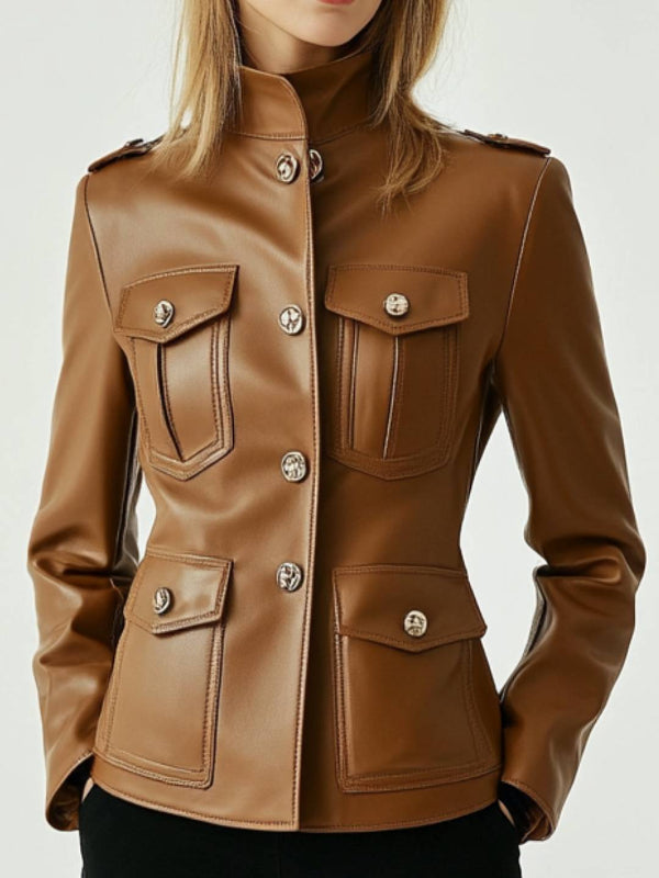 Rosie Leather Brown Jacket - Women Leather Jacket Brown