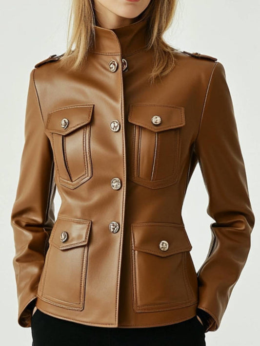 Rosie Leather Brown Jacket - Women Leather Jacket Brown