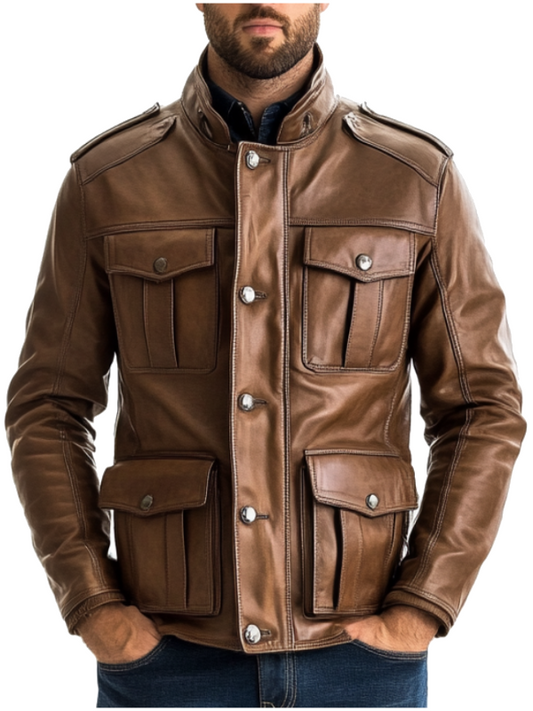 Rowan Leather Brown Jacket - Men Leather Jacket Brown