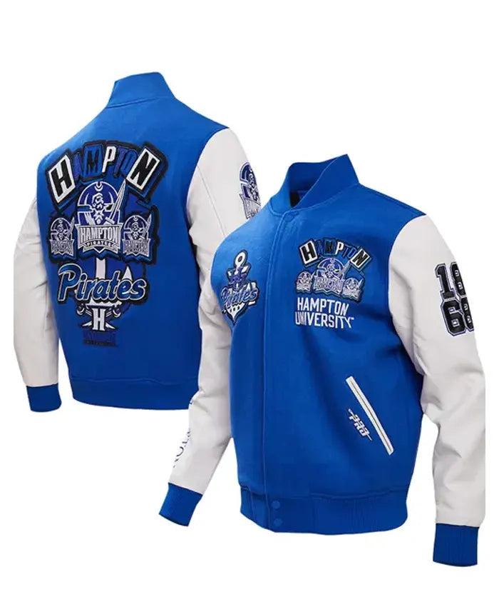 Hampton Pirates Homecoming Blue Varsity Jacket  - Recreated