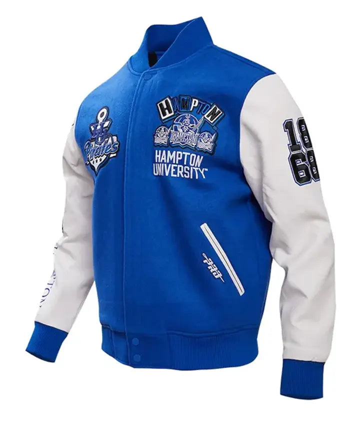 Hampton Pirates Homecoming Blue Varsity Jacket  - Recreated
