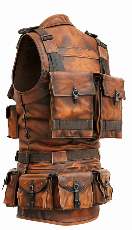 Rust Brown Men’s Special Military Distressed Leather Vest