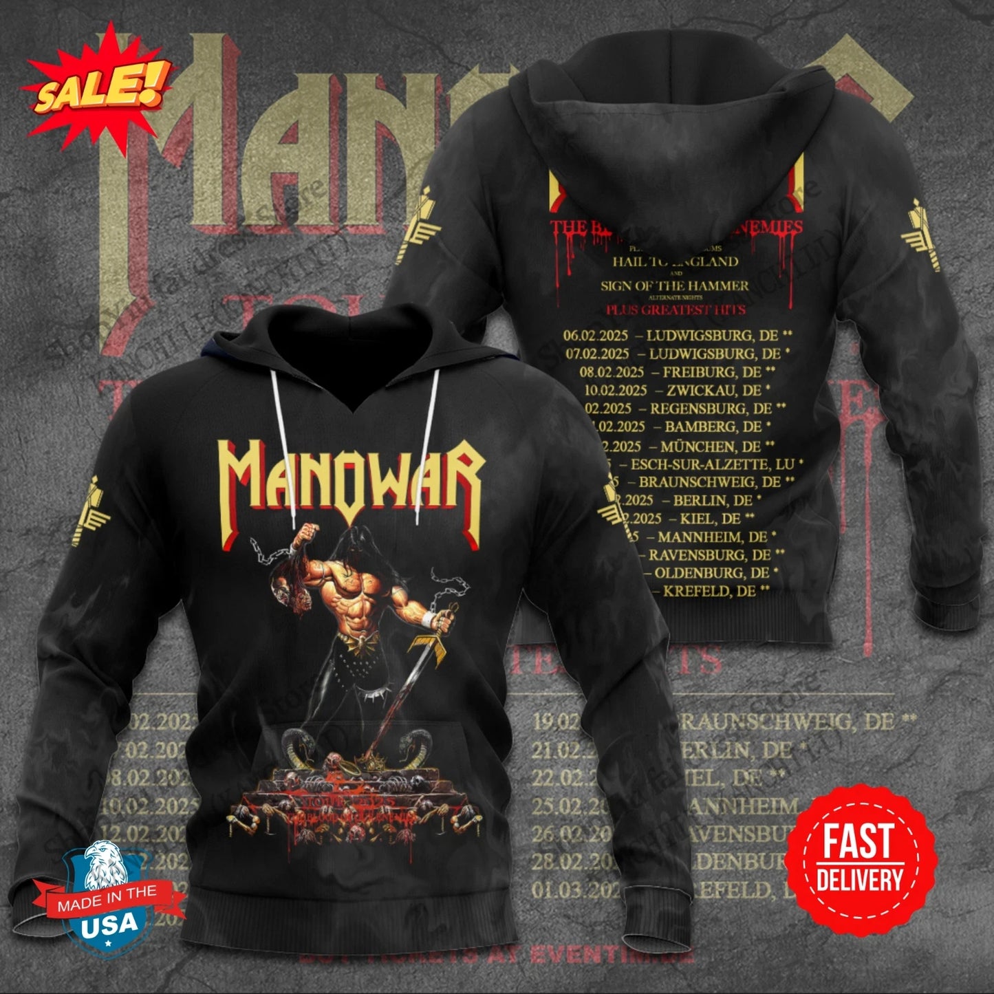 Manowar Band 3d Print Hoodie Men Women Fashion Hoodies Coat Women Sweat Men Clothes Rap Tracksuit 2025 Male Sweatshirt Plus Size