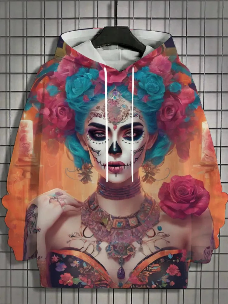 2024 New Men's 3D Mexican Day of the Dead Printed Hoodie for Men and Women Casual Fashion Men's Hoodie Street Men's Tops