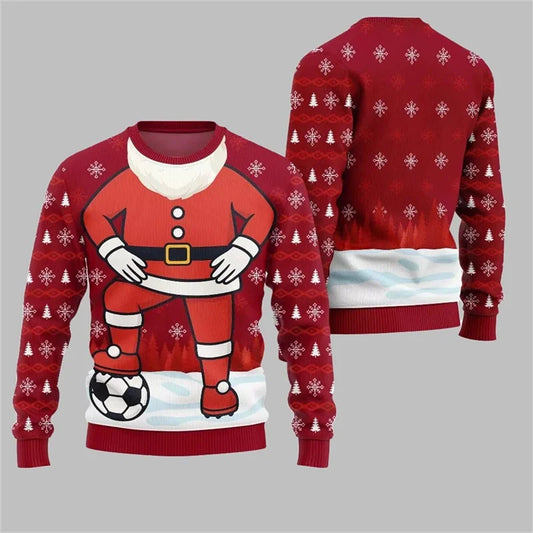 Funny 3D Print Santa Ugly Christmas Sweater Cosplay Football Sport Casual Loose Pullover Sweatshirt Merry Christmas Men Sweater