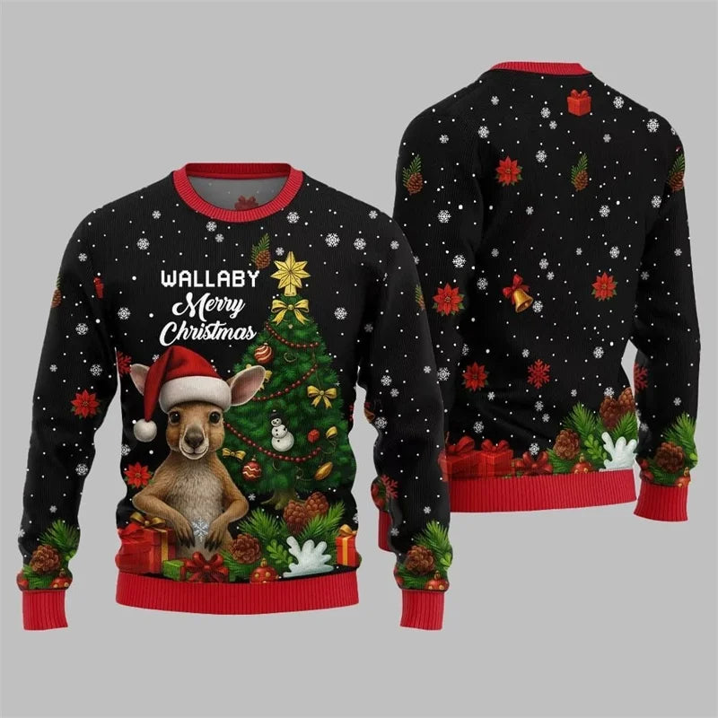Funny 3D Print Santa Ugly Christmas Sweater Cosplay Football Sport Casual Loose Pullover Sweatshirt Merry Christmas Men Sweater