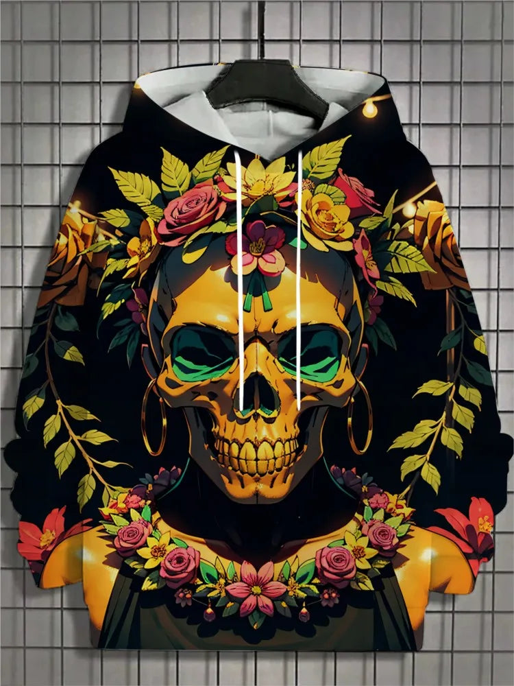 2024 New Men's 3D Mexican Day of the Dead Printed Hoodie for Men and Women Casual Fashion Men's Hoodie Street Men's Tops
