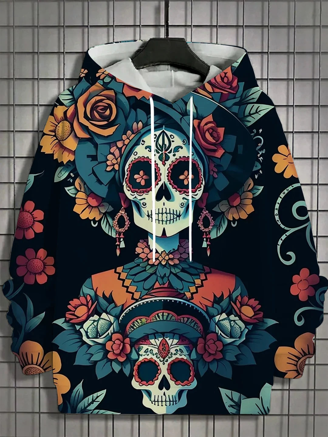 2024 New Men's 3D Mexican Day of the Dead Printed Hoodie for Men and Women Casual Fashion Men's Hoodie Street Men's Tops