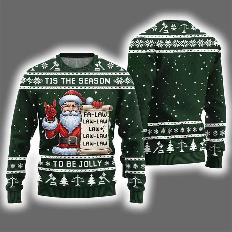 Funny 3D Print Santa Ugly Christmas Sweater Cosplay Football Sport Casual Loose Pullover Sweatshirt Merry Christmas Men Sweater