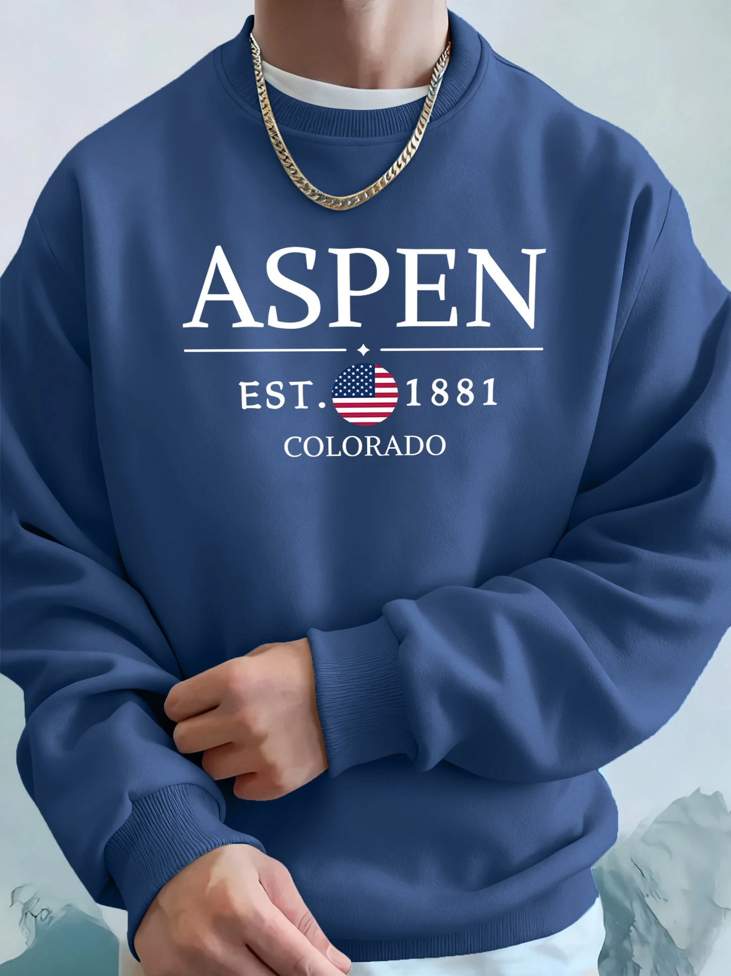 Aspen Colorado Est 1881 Printed Fleece Tops Men'S Street Comfortable Hoodies Basic Soft Streetwear Thicken Fashion Sweatshirts