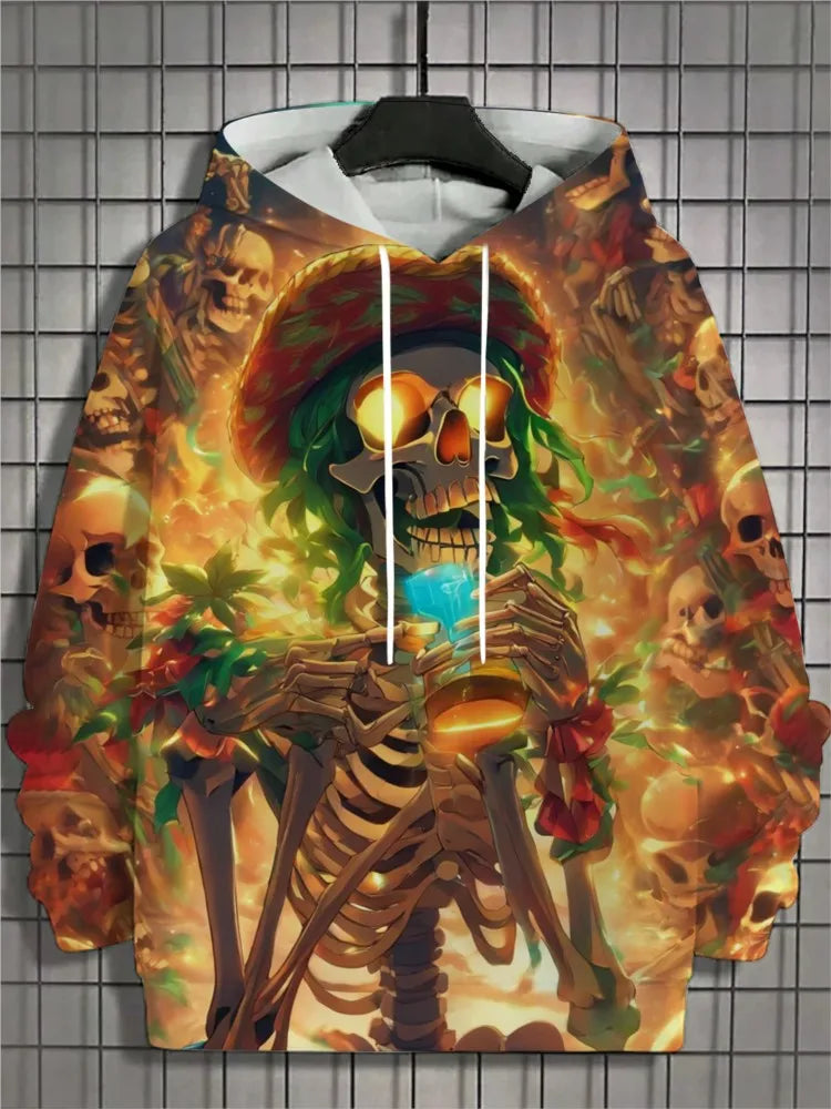 2024 New Men's 3D Mexican Day of the Dead Printed Hoodie for Men and Women Casual Fashion Men's Hoodie Street Men's Tops