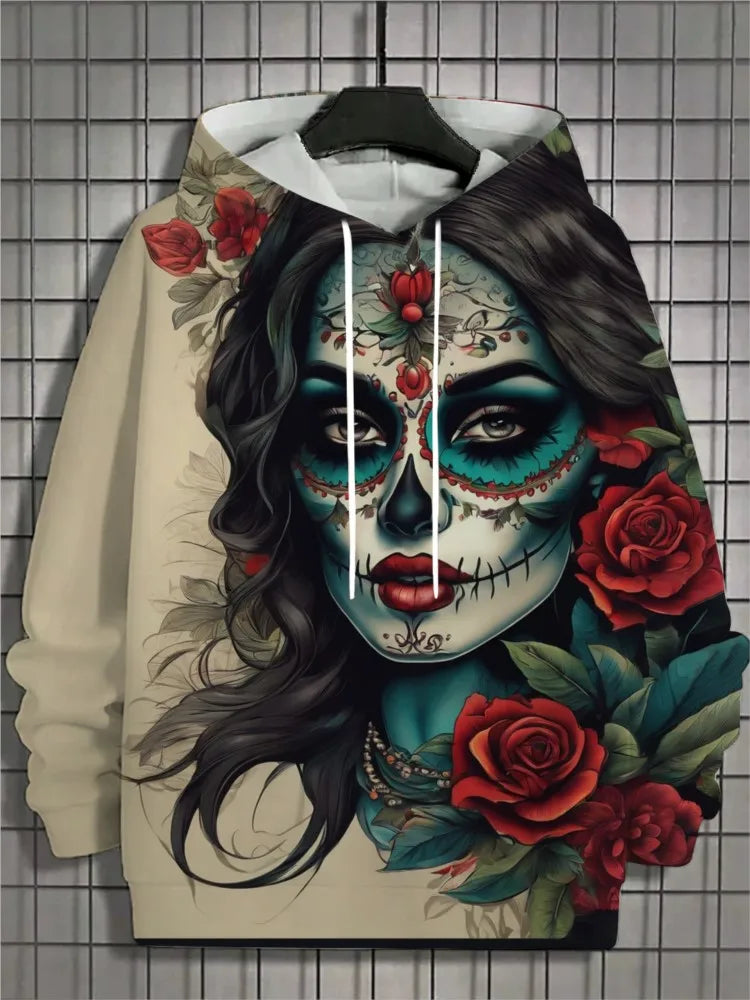 2024 New Men's 3D Mexican Day of the Dead Printed Hoodie for Men and Women Casual Fashion Men's Hoodie Street Men's Tops
