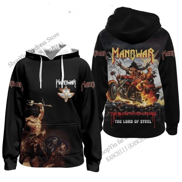 Manowar Band 3d Print Hoodie Men Women Fashion Hoodies Coat Women Sweat Men Clothes Rap Tracksuit 2025 Male Sweatshirt Plus Size
