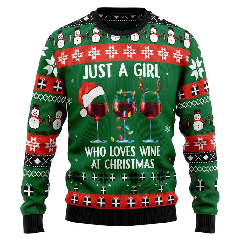 Santa Claus Wine Pattern Ugly Christmas Sweater Fashion 2026 3D Printed Hoodies Men New Year Holiday Merry Christmas Sweatshirts