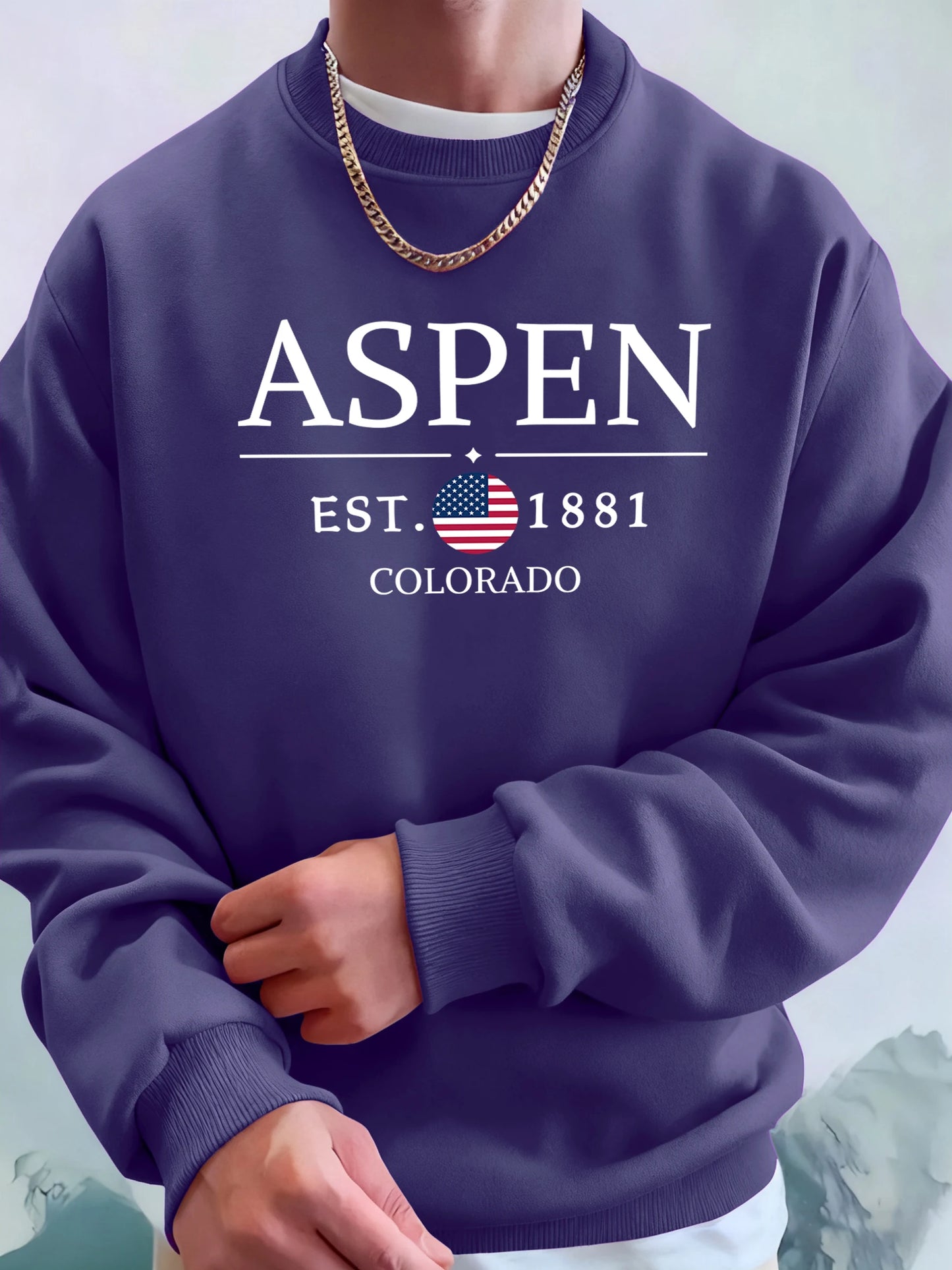 Aspen Colorado Est 1881 Printed Fleece Tops Men'S Street Comfortable Hoodies Basic Soft Streetwear Thicken Fashion Sweatshirts