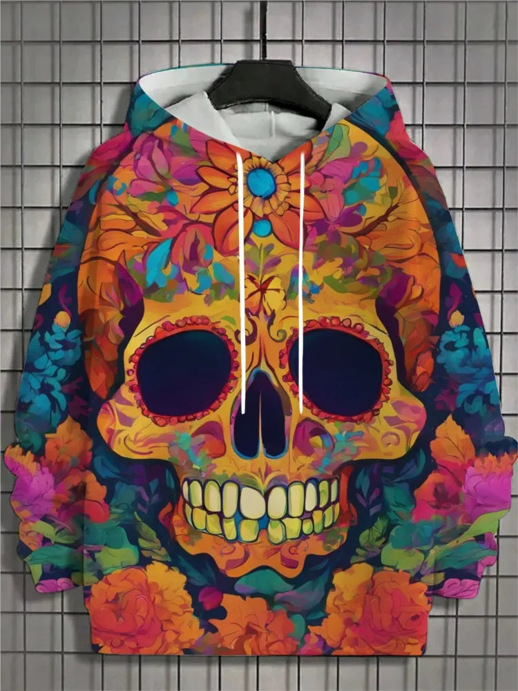 2024 New Men's 3D Mexican Day of the Dead Printed Hoodie for Men and Women Casual Fashion Men's Hoodie Street Men's Tops