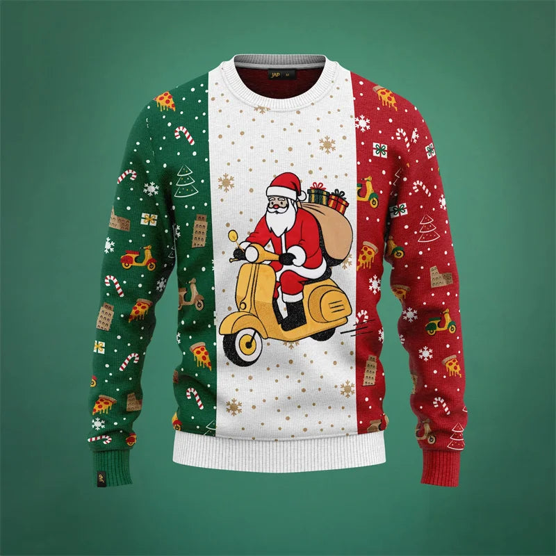 Funny 3D Print Santa Ugly Christmas Sweater Cosplay Football Sport Casual Loose Pullover Sweatshirt Merry Christmas Men Sweater