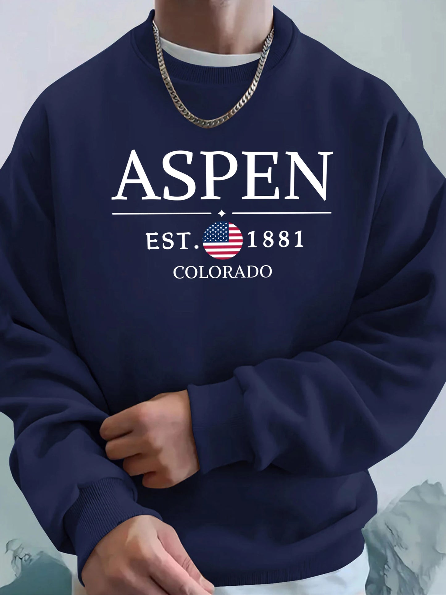 Aspen Colorado Est 1881 Printed Fleece Tops Men'S Street Comfortable Hoodies Basic Soft Streetwear Thicken Fashion Sweatshirts