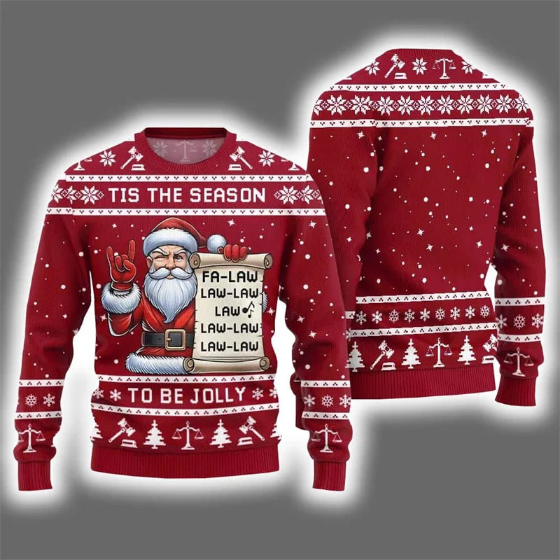 Funny 3D Print Santa Ugly Christmas Sweater Cosplay Football Sport Casual Loose Pullover Sweatshirt Merry Christmas Men Sweater
