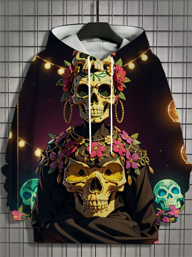 2024 New Men's 3D Mexican Day of the Dead Printed Hoodie for Men and Women Casual Fashion Men's Hoodie Street Men's Tops