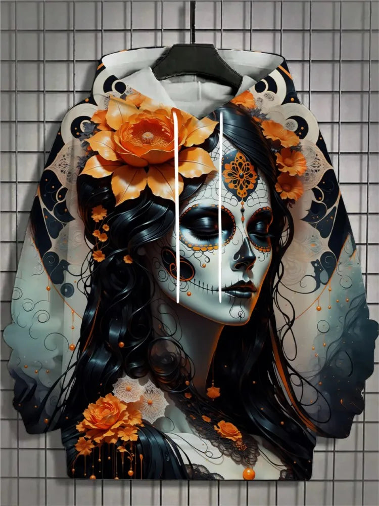 2024 New Men's 3D Mexican Day of the Dead Printed Hoodie for Men and Women Casual Fashion Men's Hoodie Street Men's Tops