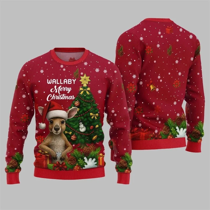 Funny 3D Print Santa Ugly Christmas Sweater Cosplay Football Sport Casual Loose Pullover Sweatshirt Merry Christmas Men Sweater