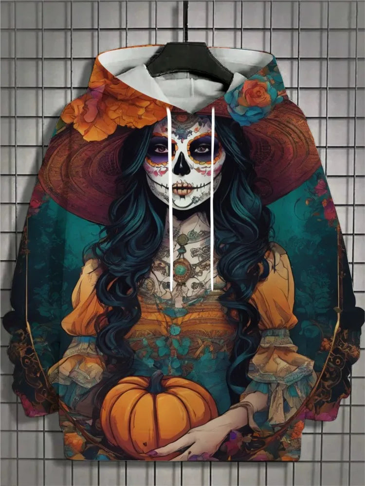 2024 New Men's 3D Mexican Day of the Dead Printed Hoodie for Men and Women Casual Fashion Men's Hoodie Street Men's Tops