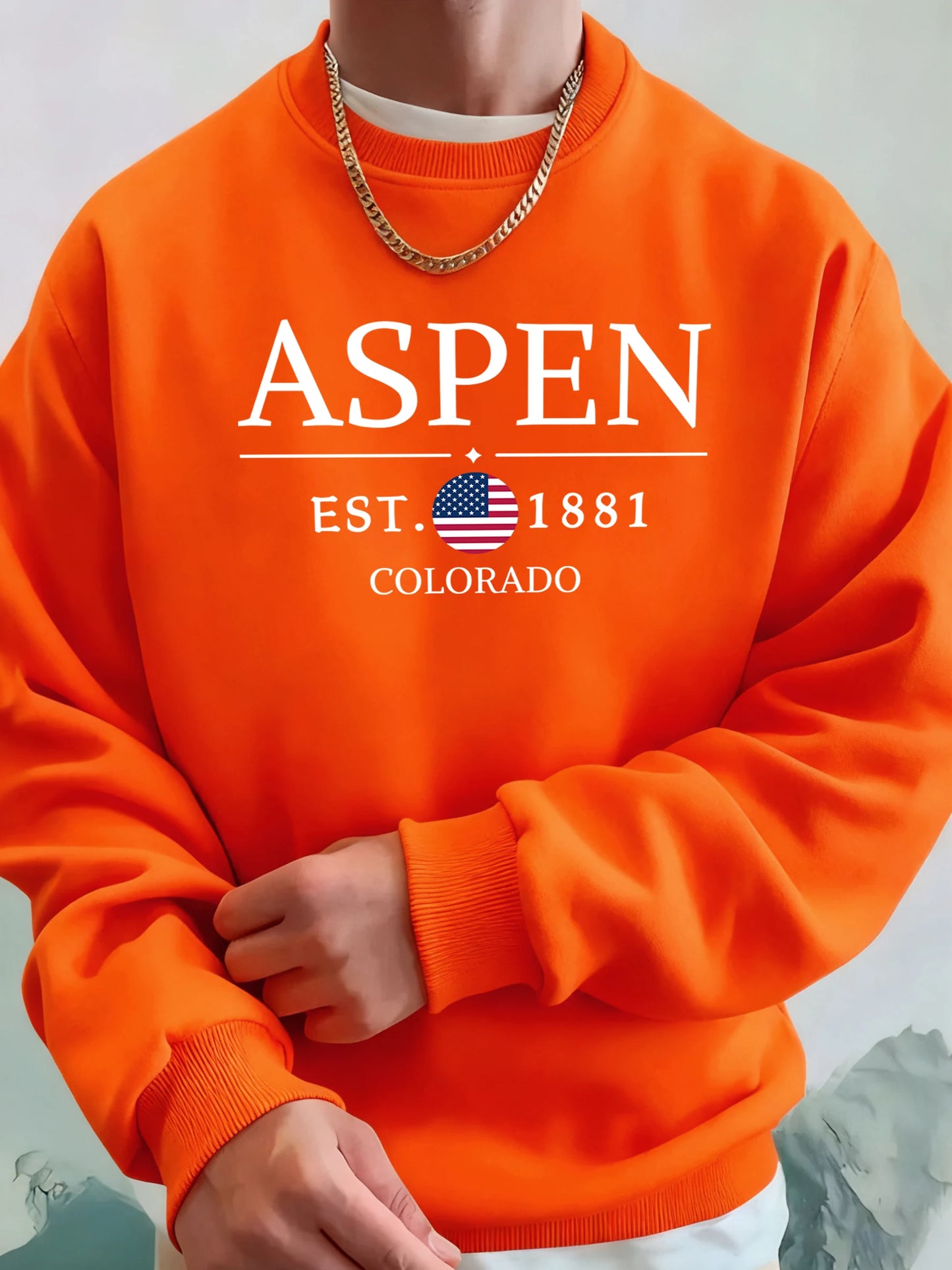 Aspen Colorado Est 1881 Printed Fleece Tops Men'S Street Comfortable Hoodies Basic Soft Streetwear Thicken Fashion Sweatshirts