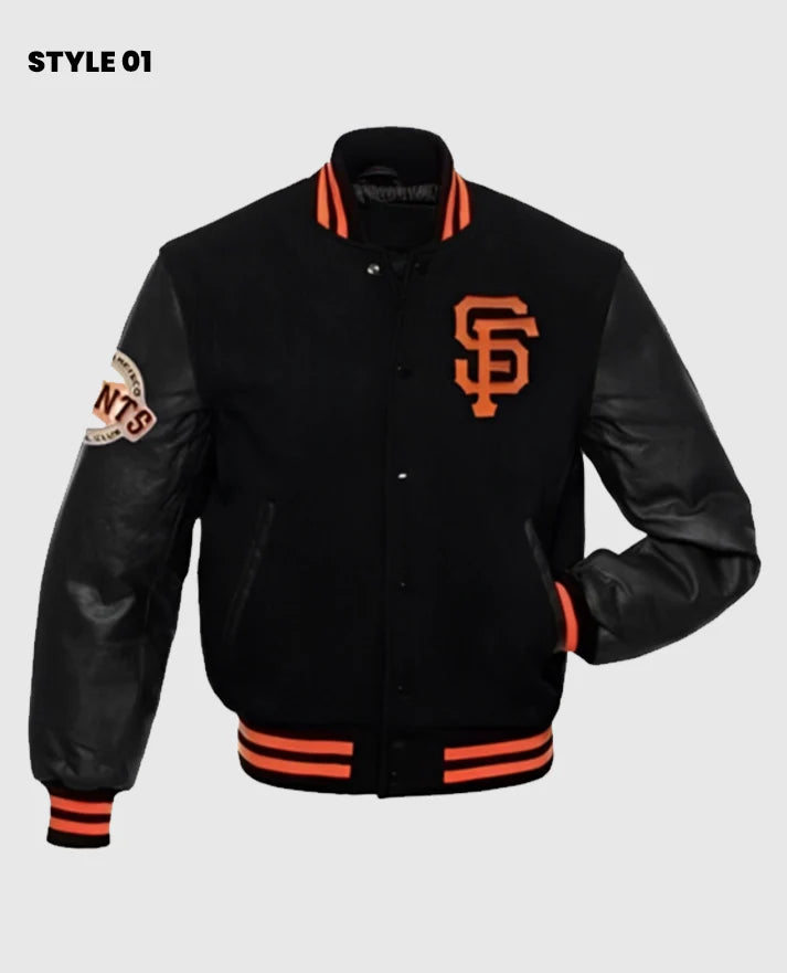 San Francisco Giants Black Letterman Jacket  - Recreated