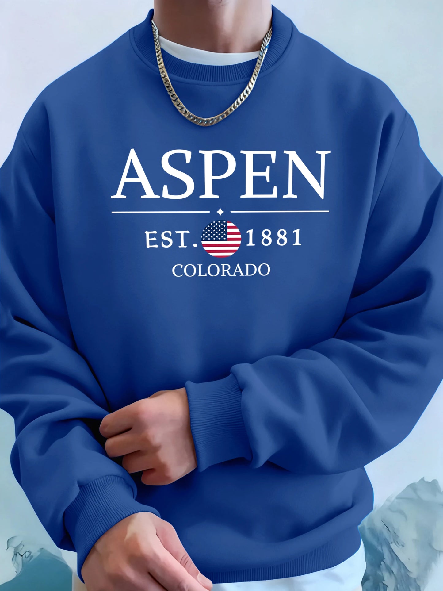 Aspen Colorado Est 1881 Printed Fleece Tops Men'S Street Comfortable Hoodies Basic Soft Streetwear Thicken Fashion Sweatshirts