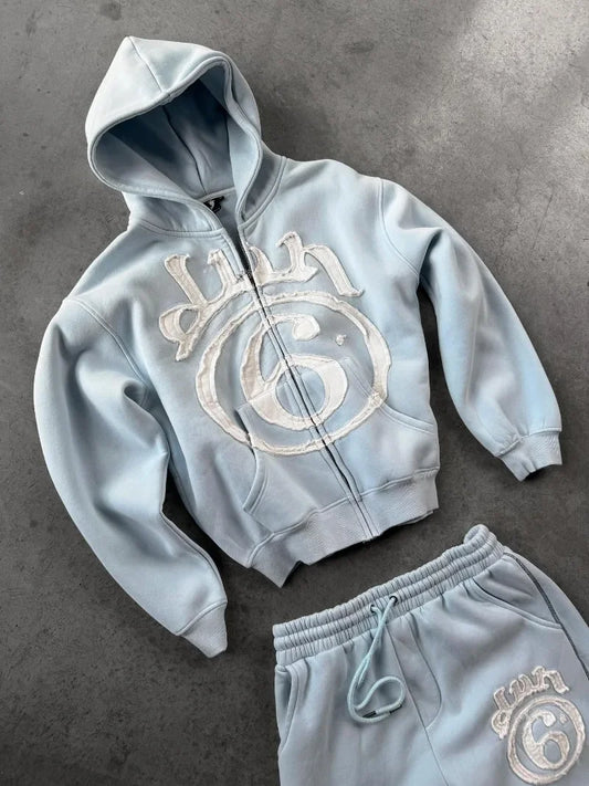 Vintage Hip Hop Letter Embroidery Zipper Hoodie Streetwear Men Women Sports Washed Loose Coat Y2K Punk Couple Hoodie Sweatshirt