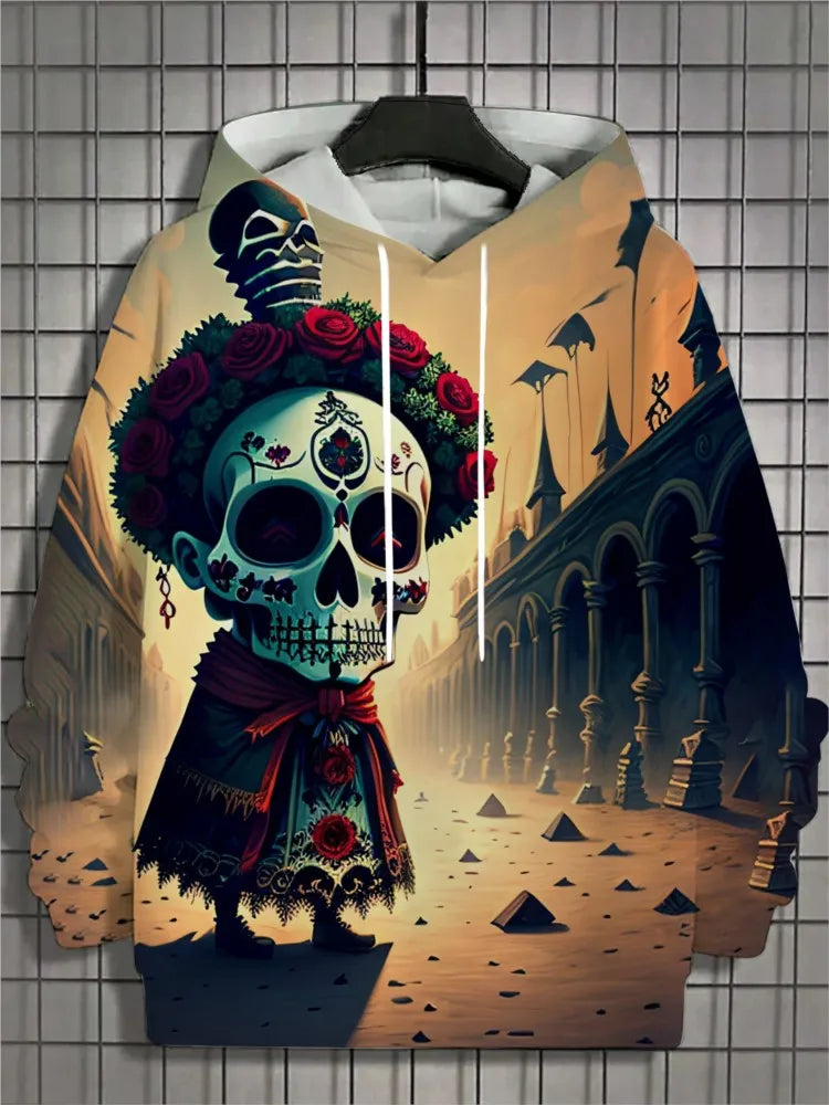 2024 New Men's 3D Mexican Day of the Dead Printed Hoodie for Men and Women Casual Fashion Men's Hoodie Street Men's Tops