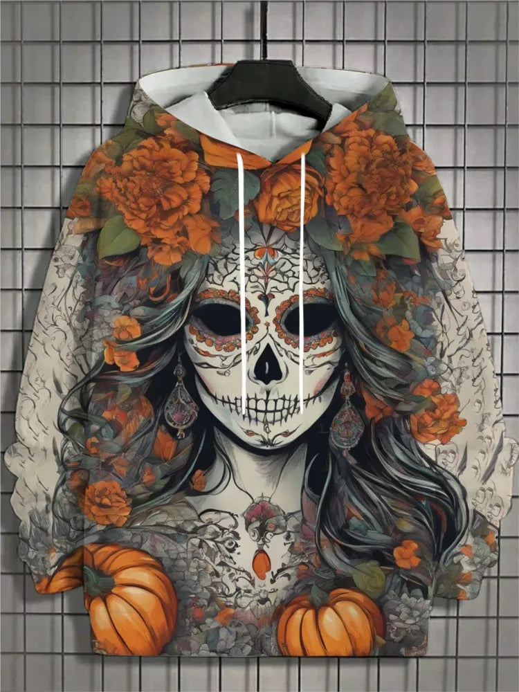 2024 New Men's 3D Mexican Day of the Dead Printed Hoodie for Men and Women Casual Fashion Men's Hoodie Street Men's Tops