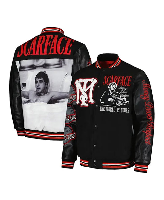 Scarface The World Is Yours Black Varsity Jacket  - Recreated