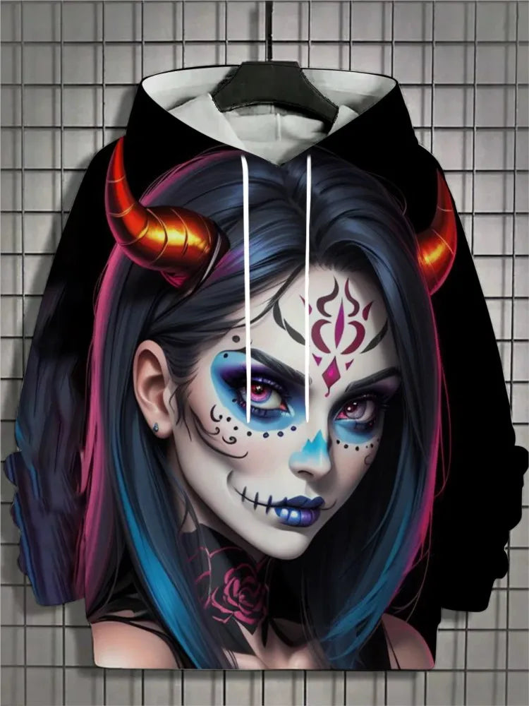 2024 New Men's 3D Mexican Day of the Dead Printed Hoodie for Men and Women Casual Fashion Men's Hoodie Street Men's Tops
