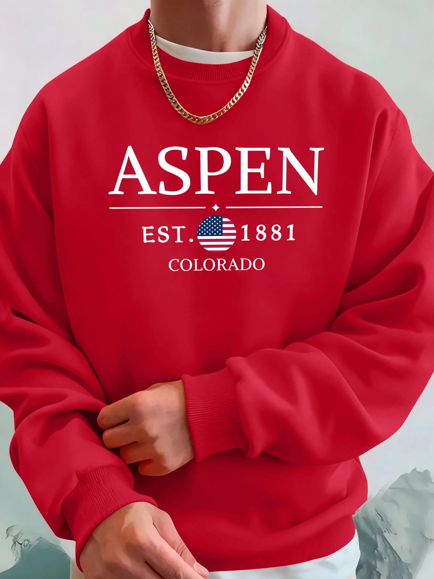 Aspen Colorado Est 1881 Printed Fleece Tops Men'S Street Comfortable Hoodies Basic Soft Streetwear Thicken Fashion Sweatshirts