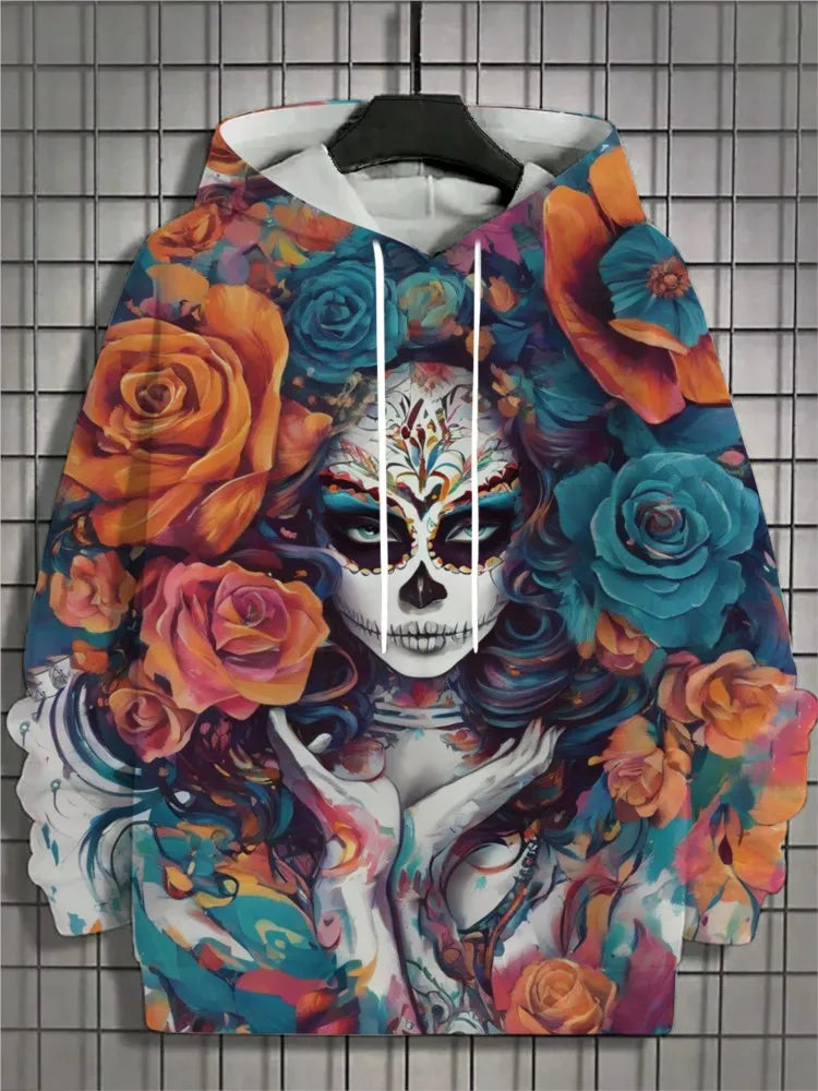 2024 New Men's 3D Mexican Day of the Dead Printed Hoodie for Men and Women Casual Fashion Men's Hoodie Street Men's Tops