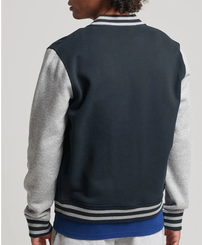 Sean Men Black and Grey Baseball Jacket - Recreated  - Recreated