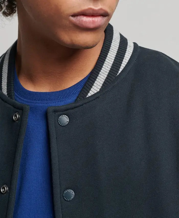 Sean Men Black and Grey Baseball Jacket - Recreated  - Recreated