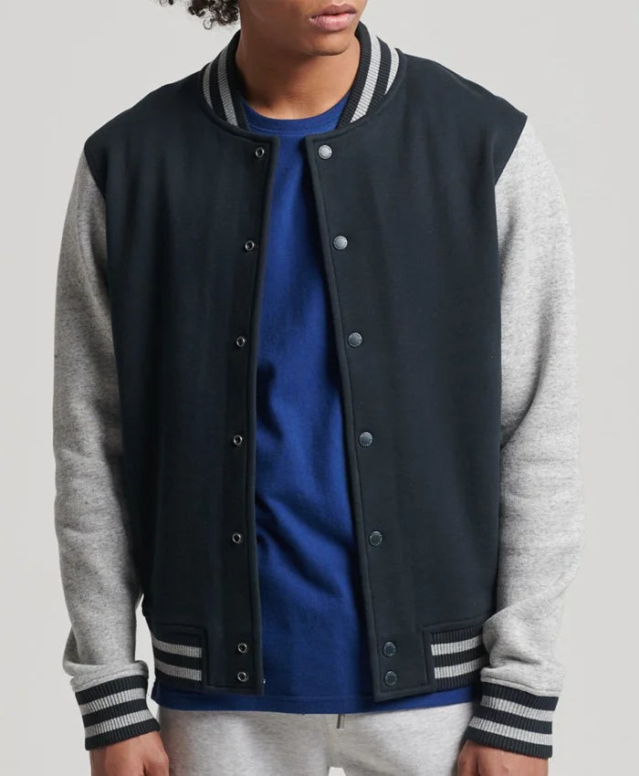 Sean Men Black and Grey Baseball Jacket - Recreated  - Recreated