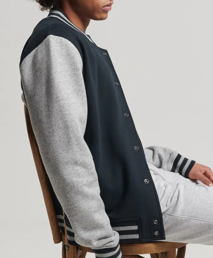 Sean Men Black and Grey Baseball Jacket - Recreated  - Recreated