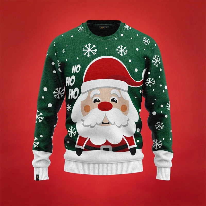 Funny 3D Print Santa Ugly Christmas Sweater Cosplay Football Sport Casual Loose Pullover Sweatshirt Merry Christmas Men Sweater