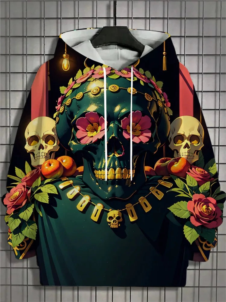 2024 New Men's 3D Mexican Day of the Dead Printed Hoodie for Men and Women Casual Fashion Men's Hoodie Street Men's Tops