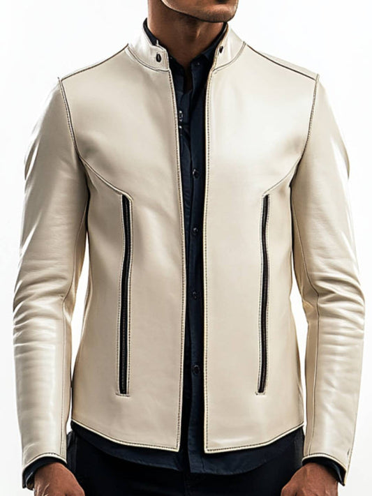 Sonny white Leather Jacket - Men Leather Jacket white