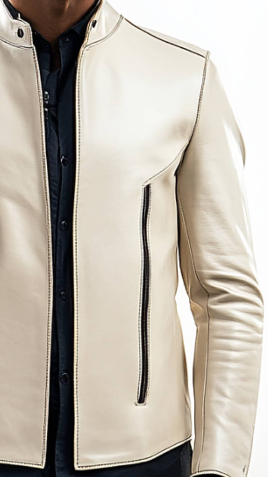 Sonny white Leather Jacket - Men Leather Jacket white