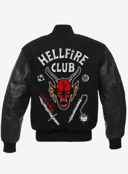 Stranger Things Hellfire Club Black Varsity Jacket